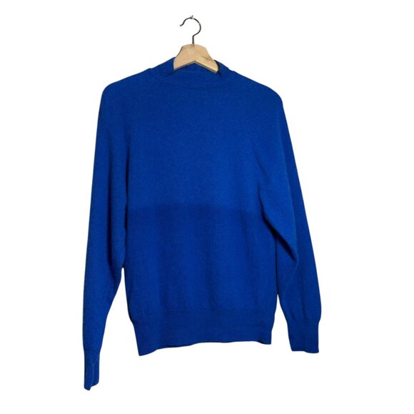 Daniel Caron Wool Blend Cobalt Blue Mock Turtle Neck Long Sleeve Sweater Size M - Picture 3 of 12
